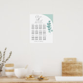 テーブル結婚の座席12ユーカリ離れグリーン ポスター (キッチン)