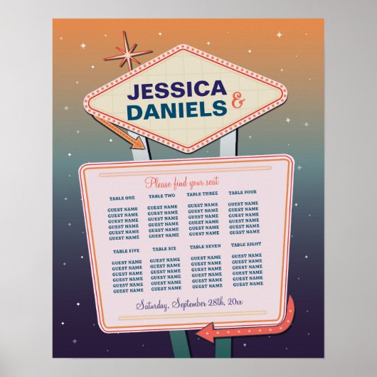 テーブル結婚の座席8チャートラスベガスカジノ ポスター (正面)