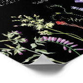 テーブル結婚の座席8ワイルドフラワーフローラ濃色 ポスター (角)