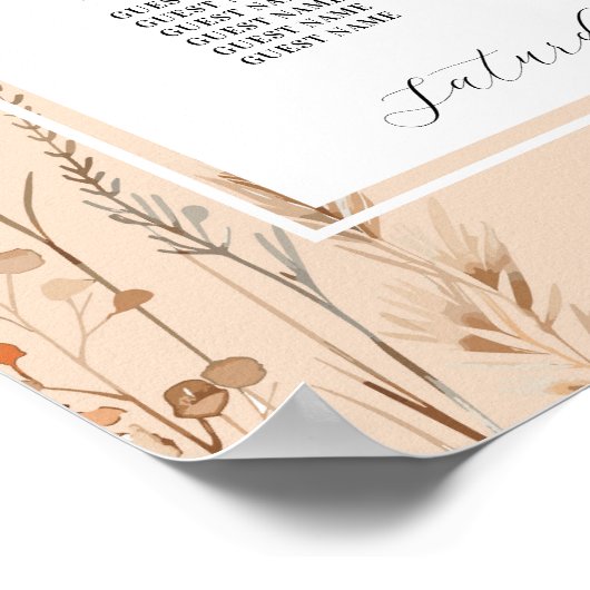 テーブル結婚ズシーティング12ボヘミアンボホ花模様 ポスター (角)