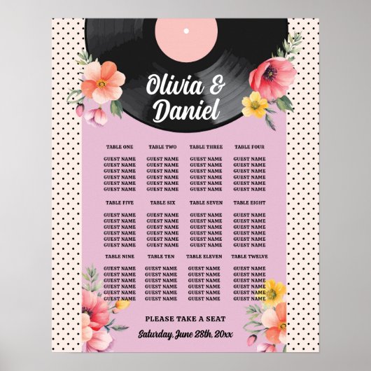 テーブル結婚席12レコード音楽1950s ポスター (正面)