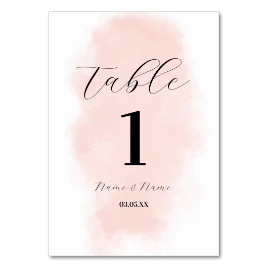 テーブル結婚番号の水彩桃の洗浄 テーブルナンバー (正面)