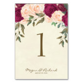 テーブル結婚番号chalkboard burgundy peach テーブルナンバー (裏面)