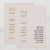 テーブル12 モダン ボールド ベージュ 結婚式 テーブル ナンバー 招待状 (正面/裏面)