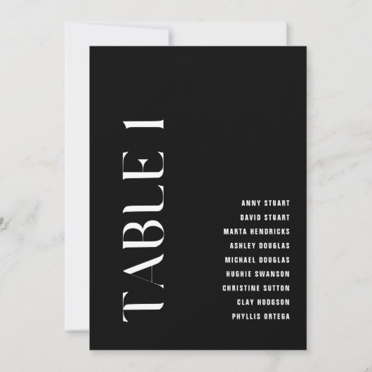 テーブル1 モダン ボールド ウェディング テーブル ナンバー 招待状 (正面)