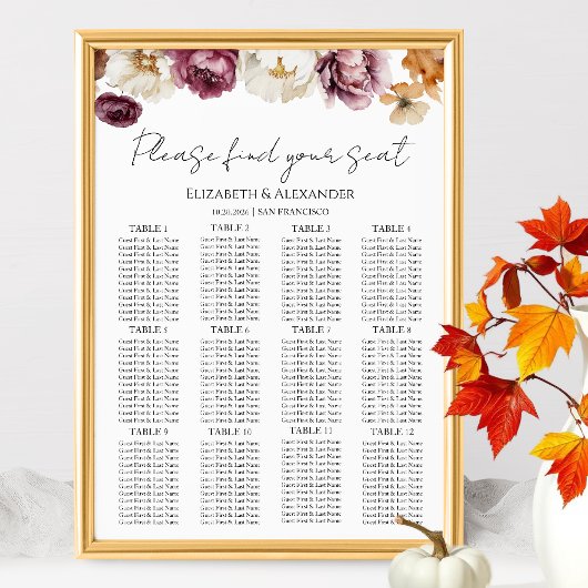 テーブル・ブルゴーニュフローラ結婚の座席表12 ポスター