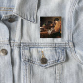 テーブル、c.1620-21の2人 缶バッジ (インサイチュ)