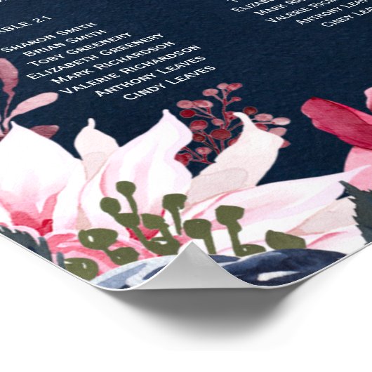 テーブルBurgundyフローラ秋の座席表25 ポスター (角)