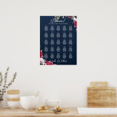 テーブルBurgundyフローラ秋の座席表25 ポスター (キッチン)