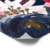 テーブルBurgundyブルーフローラ金ゴールドシーティングチャート ポスター (角)