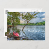 テーブロック湖に浮かぶカヤックの感謝カード ポストカード (正面/裏面)