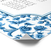 テーブ結婚ルの座席8チンツブルー&ホワイトフローラ ポスター (角)