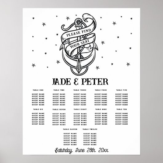 テーブ結婚ルシート12伝統的タトゥーいかり ポスター (正面)