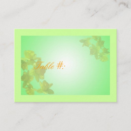 テーブ結婚ル番号カード、黄色のチューリップ花 プレイスカード (正面)