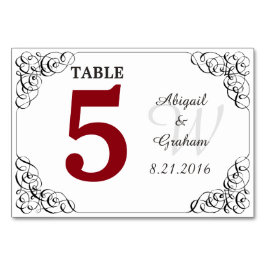 テーブ赤と白ルカード テーブルナンバー