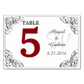 テーブ赤と白ルカード テーブルナンバー (裏面)