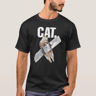 テープで留めた猫のミーム Tシャツ