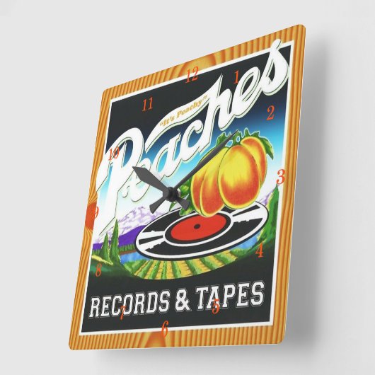 テープとレコードの壁時計を切り取る スクエア壁時計 (傾斜)