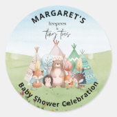 テープと小さな足指ベビーシャワーステッカー ラウンドシール (正面)