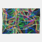 テープのような曲線、カラフルネオン、レリーフ、 浮き彫りのオーバーラップ キッチンタオル (横)