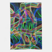 テープのような曲線、カラフルネオン、レリーフ、 浮き彫りのオーバーラップ キッチンタオル (縦)