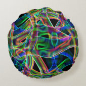 テープのような曲線、カラフルネオン、レリーフ、 浮き彫りのオーバーラップ ラウンドクッション (裏面)