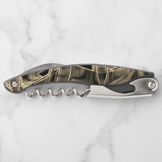 テープのような曲線、カーキまたはベージュラインのレリーフ、 浮き彫り ソムリエナイフ (裏面)