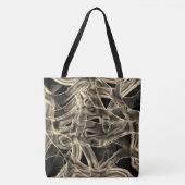 テープのような曲線、カーキまたはベージュラインのレリーフ、 浮き彫り トートバッグ (正面)