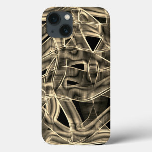 テープのような曲線、カーキまたはベージュラインのレリーフ、 浮き彫り iPhone 13ケース