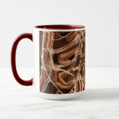 テープカーブ、茶色の切り出し(レリーフ、 浮き彫りとオーバーラップ) マグカップ (左)