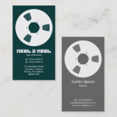 テープスプール – ダークモスグリーンの白 名刺 (正面/裏面)