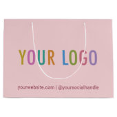 テープピンク ギフトバッグ カスタム ビジネス ロゴ 12.5 x 9" (正面)