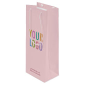 テープピンク ワイン ギフトバッグ (オリジナル会社ロゴ印刷) (正面アングル)