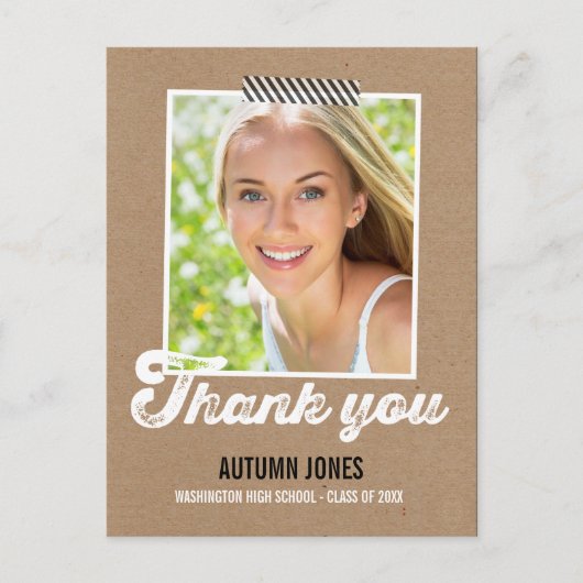 テープ付き卒業サンキューカード ポストカード (正面)