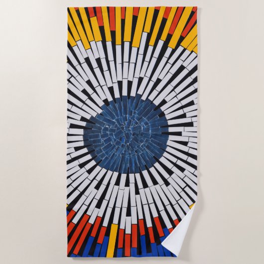 テープ内の抽象芸術:スターバスト ビーチタオル (正面)