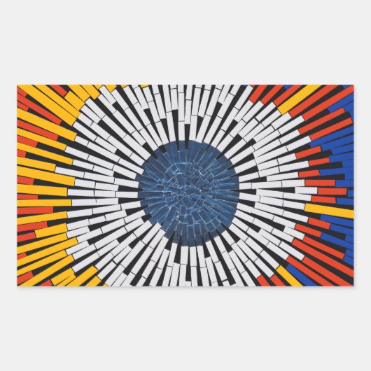 テープ内の抽象芸術:スターバスト 長方形シール (正面)