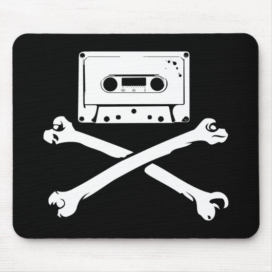 テープ及び骨が交差した図形音楽海賊海賊行為の家の収録 マウスパッド (正面)