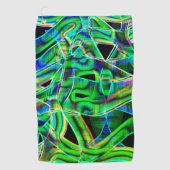 テープ状の曲線、色と緑のネオンまたはレリーフ、 浮き彫り ゴルフタオル (正面)