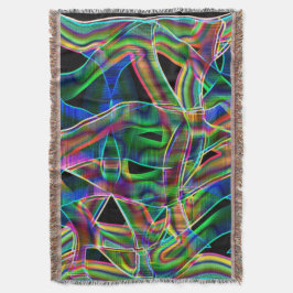 テープ状曲線の重なり合い、ネオンカラフルレリーフ、 浮き彫り スローブランケット