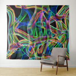 テープ状曲線の重なり合い、ネオンカラフルレリーフ、 浮き彫り タペストリー