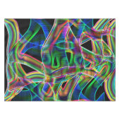 テープ状曲線の重なり合い、ネオンカラフルレリーフ、 浮き彫り テーブルクロス (正面(横))