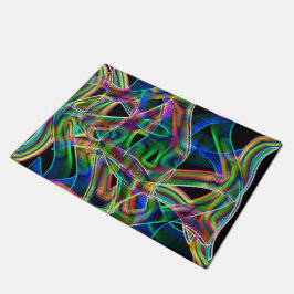 テープ状曲線の重なり合い、ネオンカラフルレリーフ、 浮き彫り ドアマット