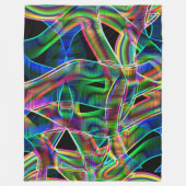 テープ状曲線の重なり合い、ネオンカラフルレリーフ、 浮き彫り フリースブランケット (正面)