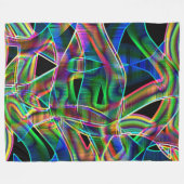 テープ状曲線の重なり合い、ネオンカラフルレリーフ、 浮き彫り フリースブランケット (正面(横))