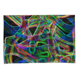 テープ状曲線の重なり合い、ネオンカラフルレリーフ、 浮き彫り 枕カバー