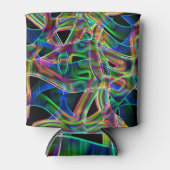 テープ状曲線の重なり合い、ネオンカラフルレリーフ、 浮き彫り 缶クーラー (正面)