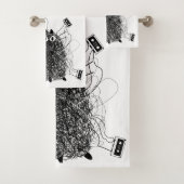 テープ絡みの黒猫 バスタオルセット (インサイチュ)