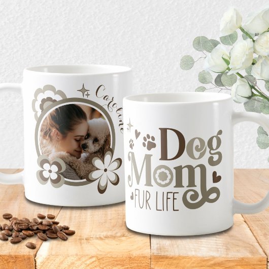 テープ色のレトロな愛犬ママの写真  コーヒーマグカップ