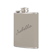 テープ ブラウン エレガント スクリプト ネーム ウェディング パーティー フラスク (左)