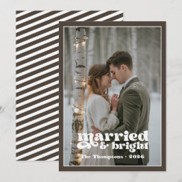 テープ＆ホワイトの新婚夫婦のクリスマス シーズンカード